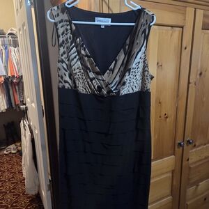 Studio 17 Animal Print and Black Midi Dress
